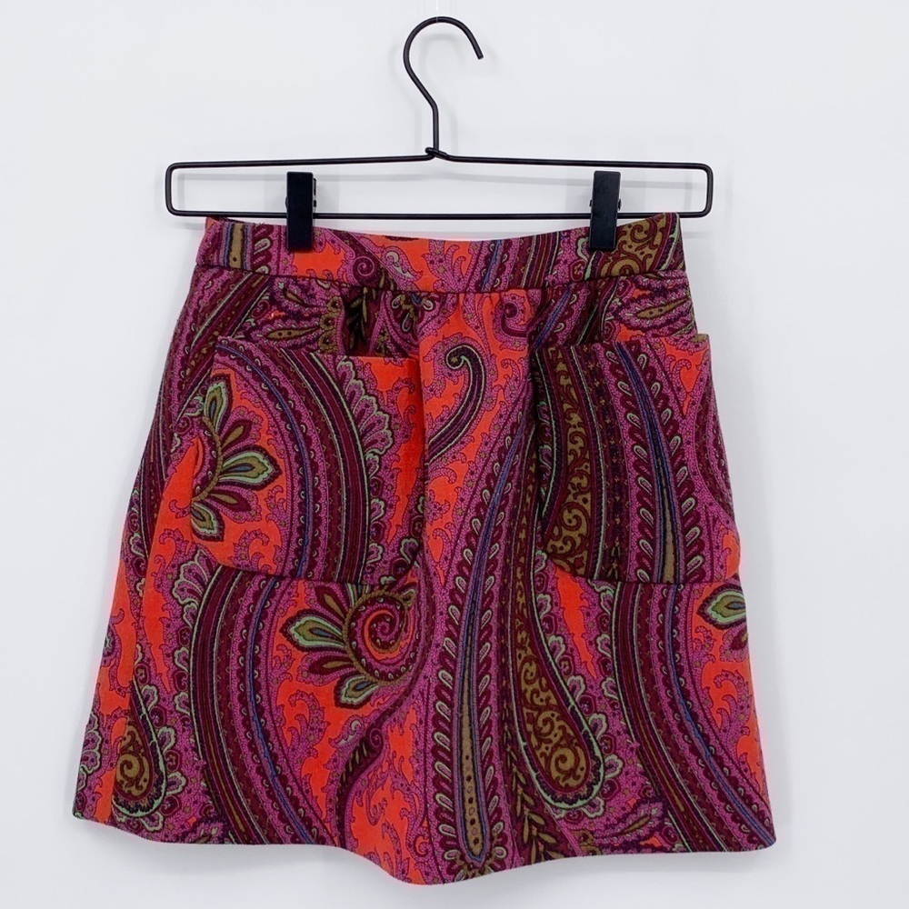 MIU MUI RETRO 1960’S STYLE PAISLEY SKIRT MULTI COLORED WOOL SKIRT